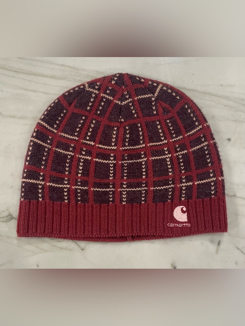 Carhartt Women’s Winterfield Plaid Knit Beanie Raspberry One Size
